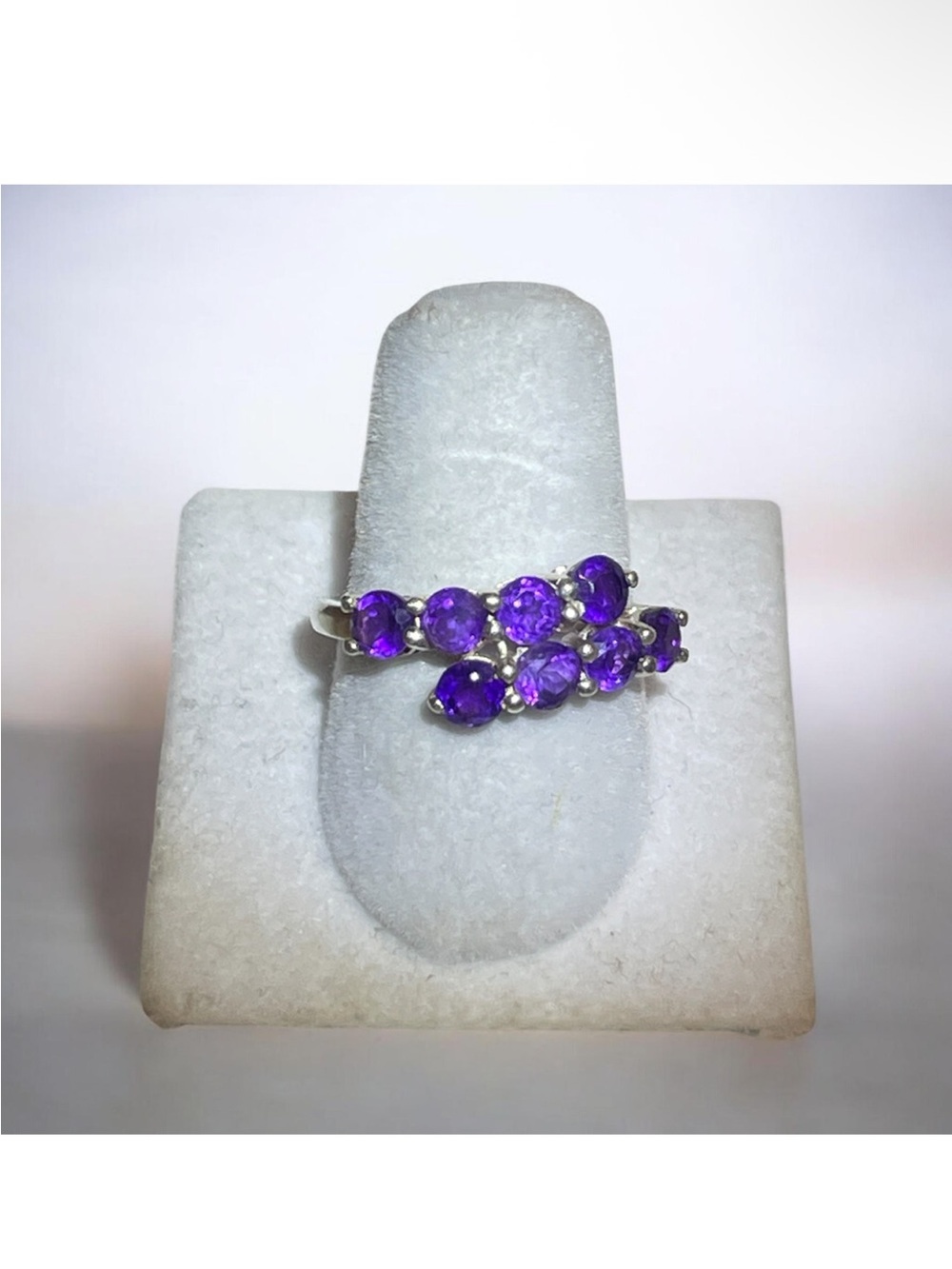 Sterling Silver 925 Bypass Amethyst Ring size 7.5